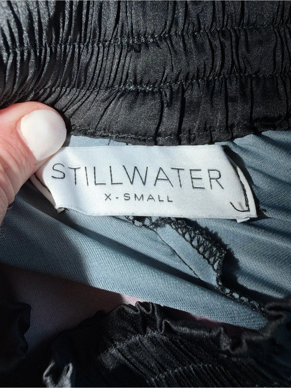STILLWATER | Black Wide Leg Pants with Red Floral Panel - Soldout - Picture 4 of 4